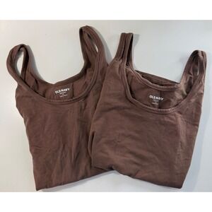 Old Navy Women's Brown Ribbed Tank Tops Size S Pack of 2 Basic Layering Neutral